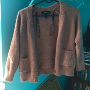 fuzzy pink pastel forever 21 cardigan
